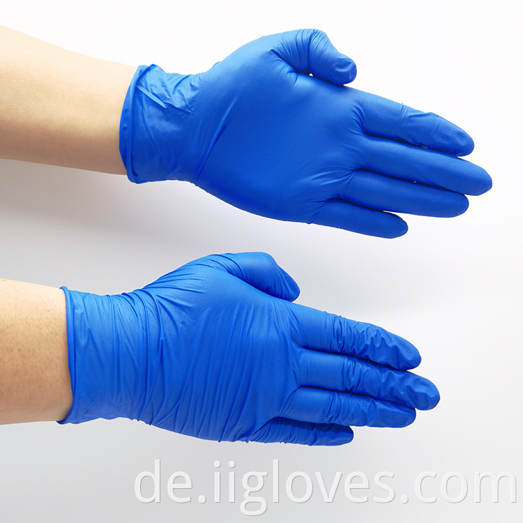 Einwegsicherheit Blue PVC Nitril Blend Prüfung Arbeit pulverfrei Guantes Palma de Nitrilo Box Handschuhe